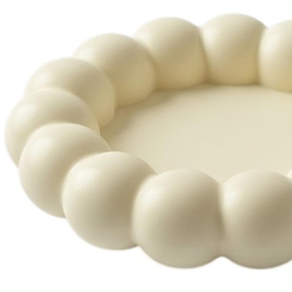 5" Light Yellow Resin Handmade Round Trinket Tray