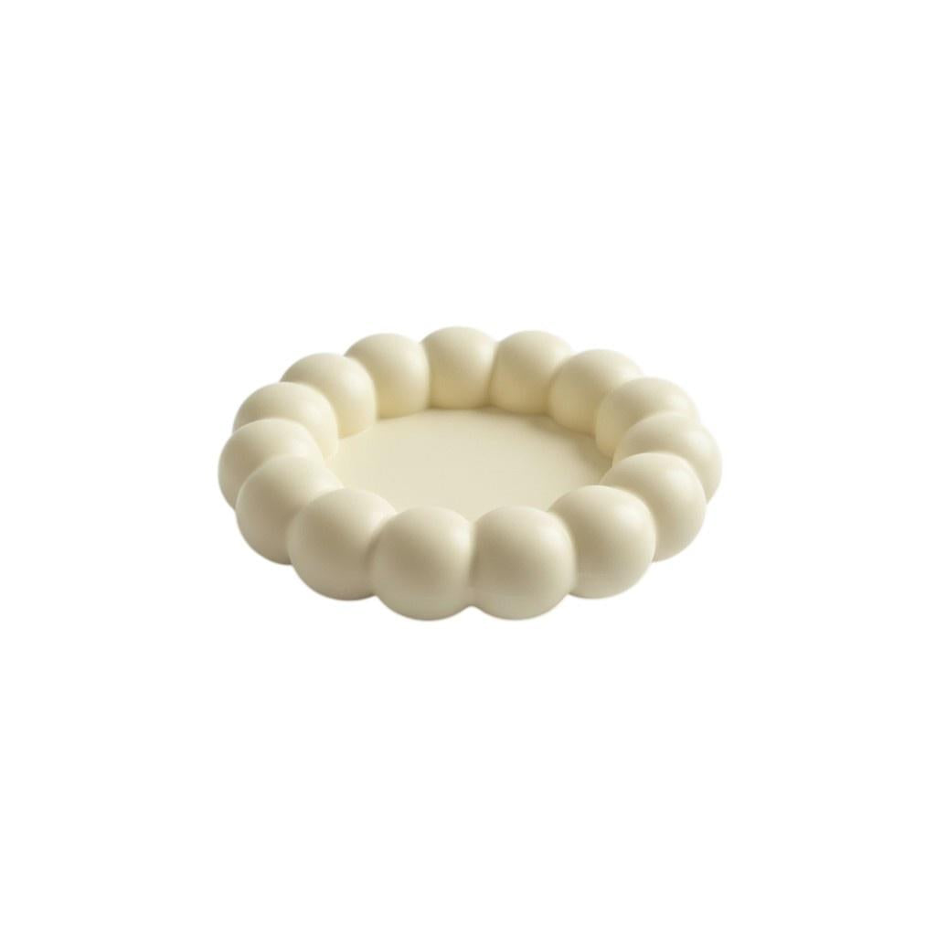 5" Light Yellow Resin Handmade Round Trinket Tray