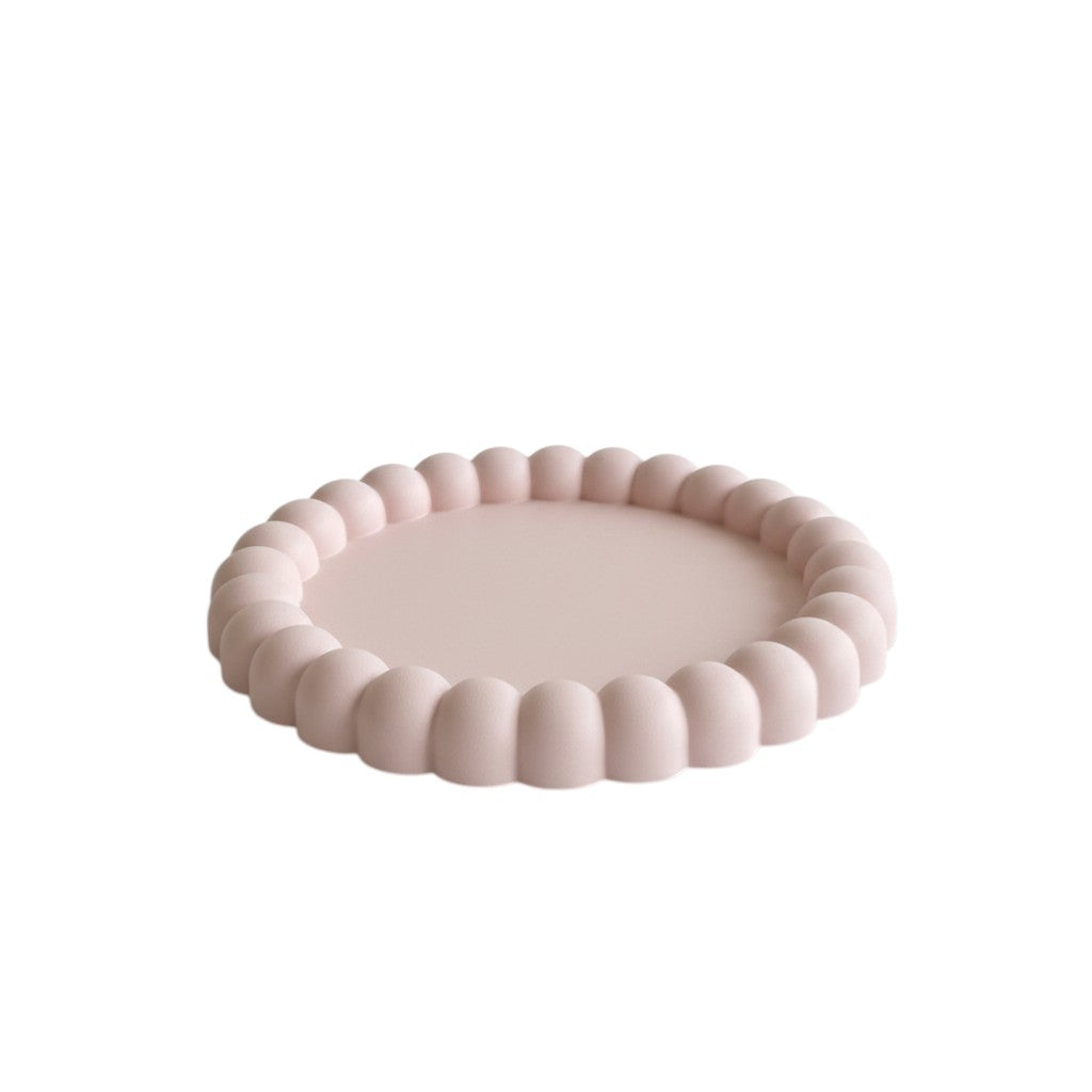 6" Pale Pink Resin Handmade Round Trinket Tray