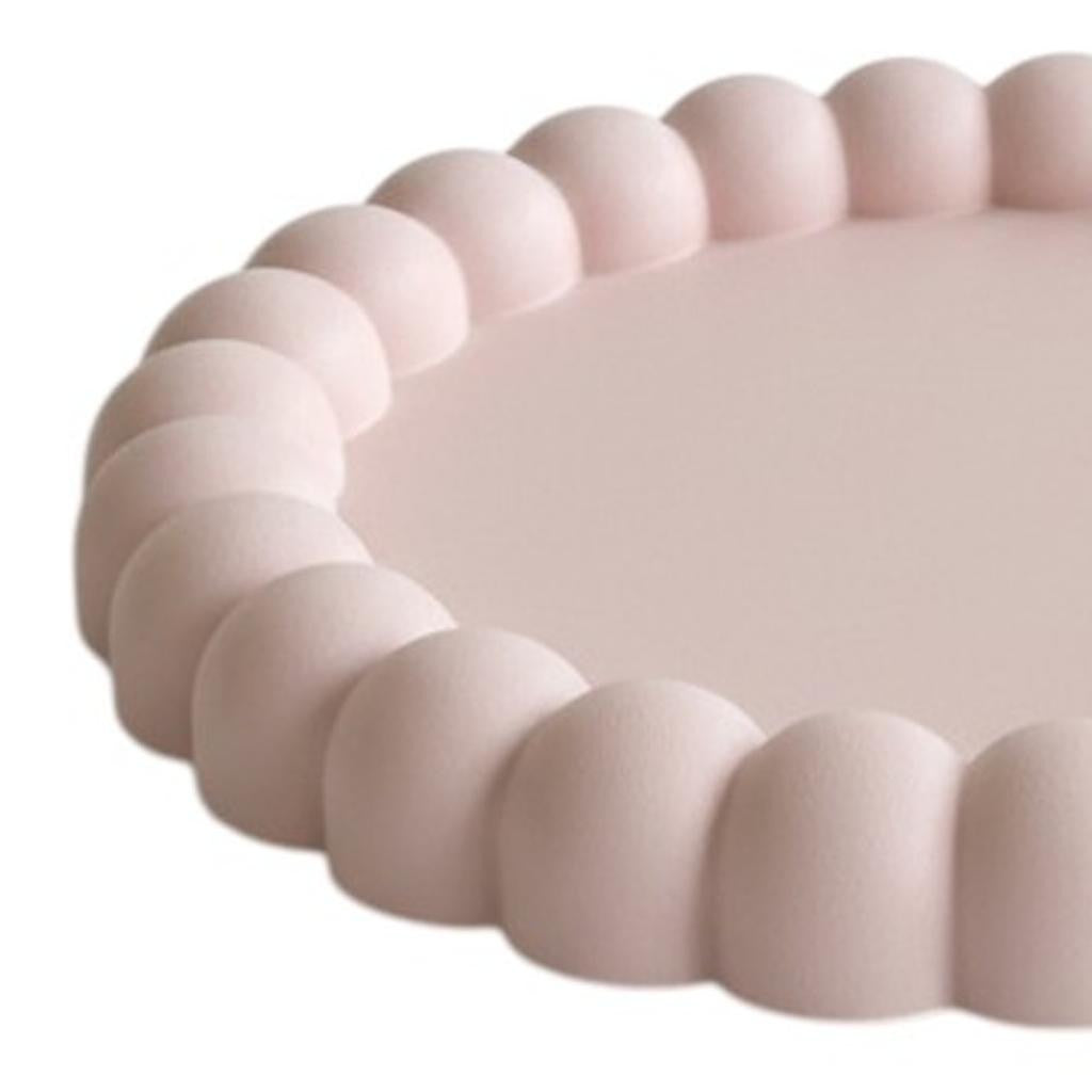 6" Pale Pink Resin Handmade Round Trinket Tray