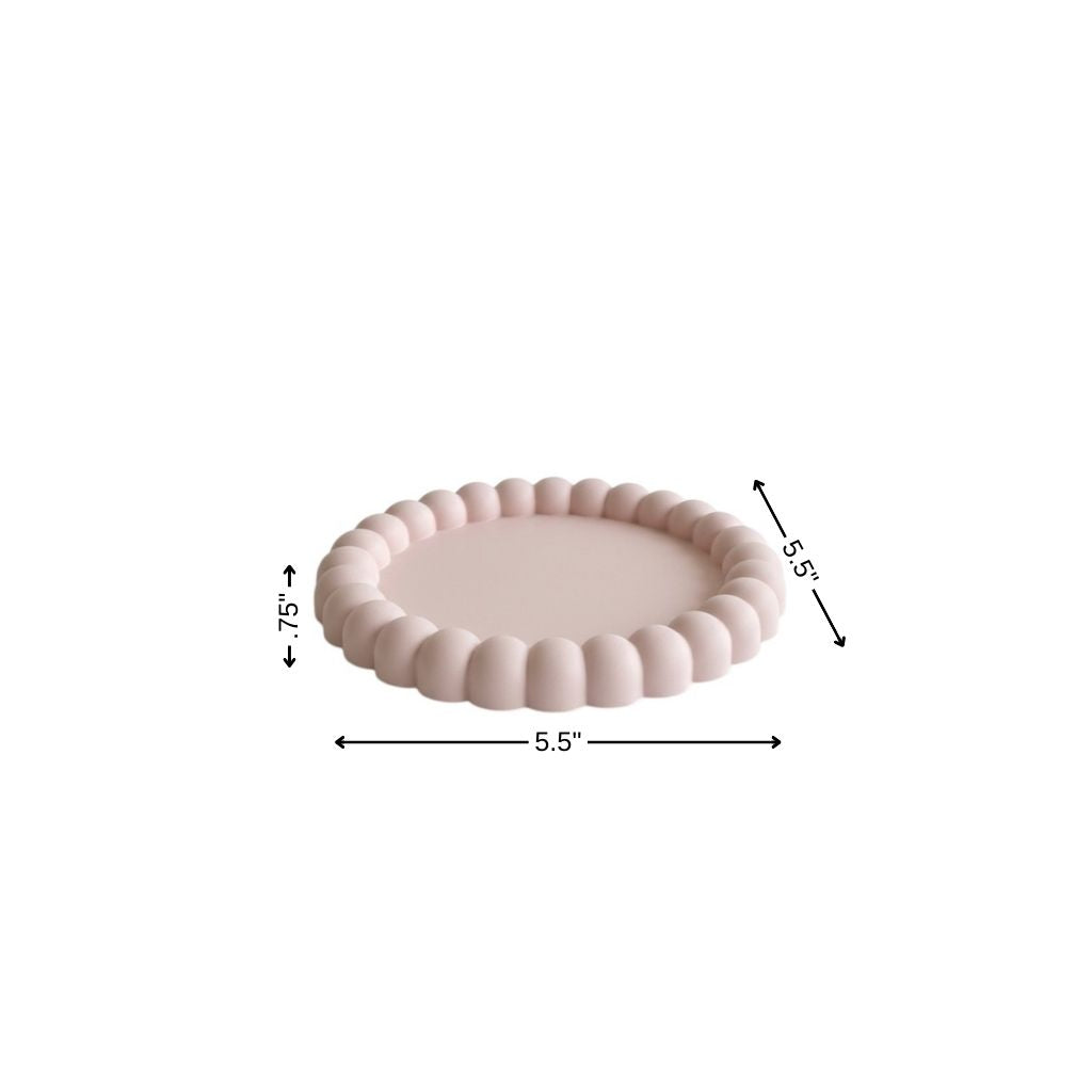 6" Pale Pink Resin Handmade Round Trinket Tray