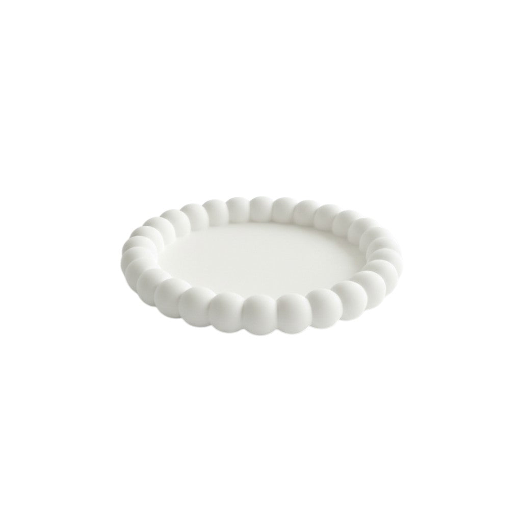 6" White Resin Handmade Round Trinket Tray