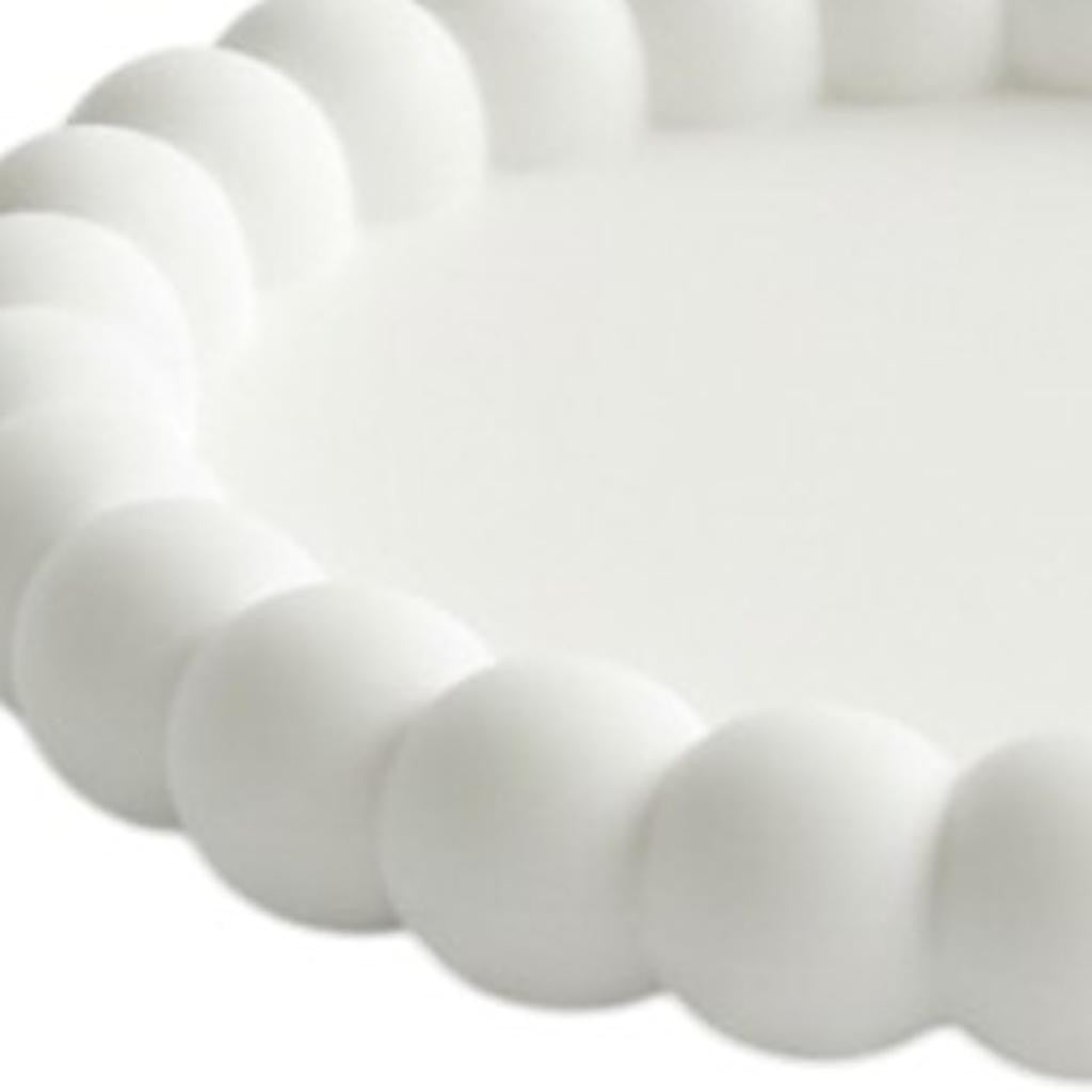 6" White Resin Handmade Round Trinket Tray