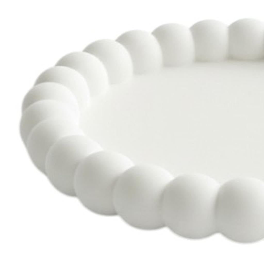 6" White Resin Handmade Round Trinket Tray