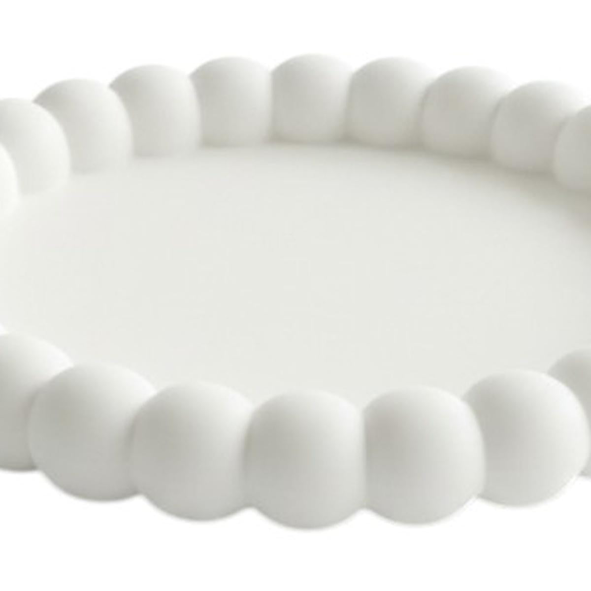 6" White Resin Handmade Round Trinket Tray