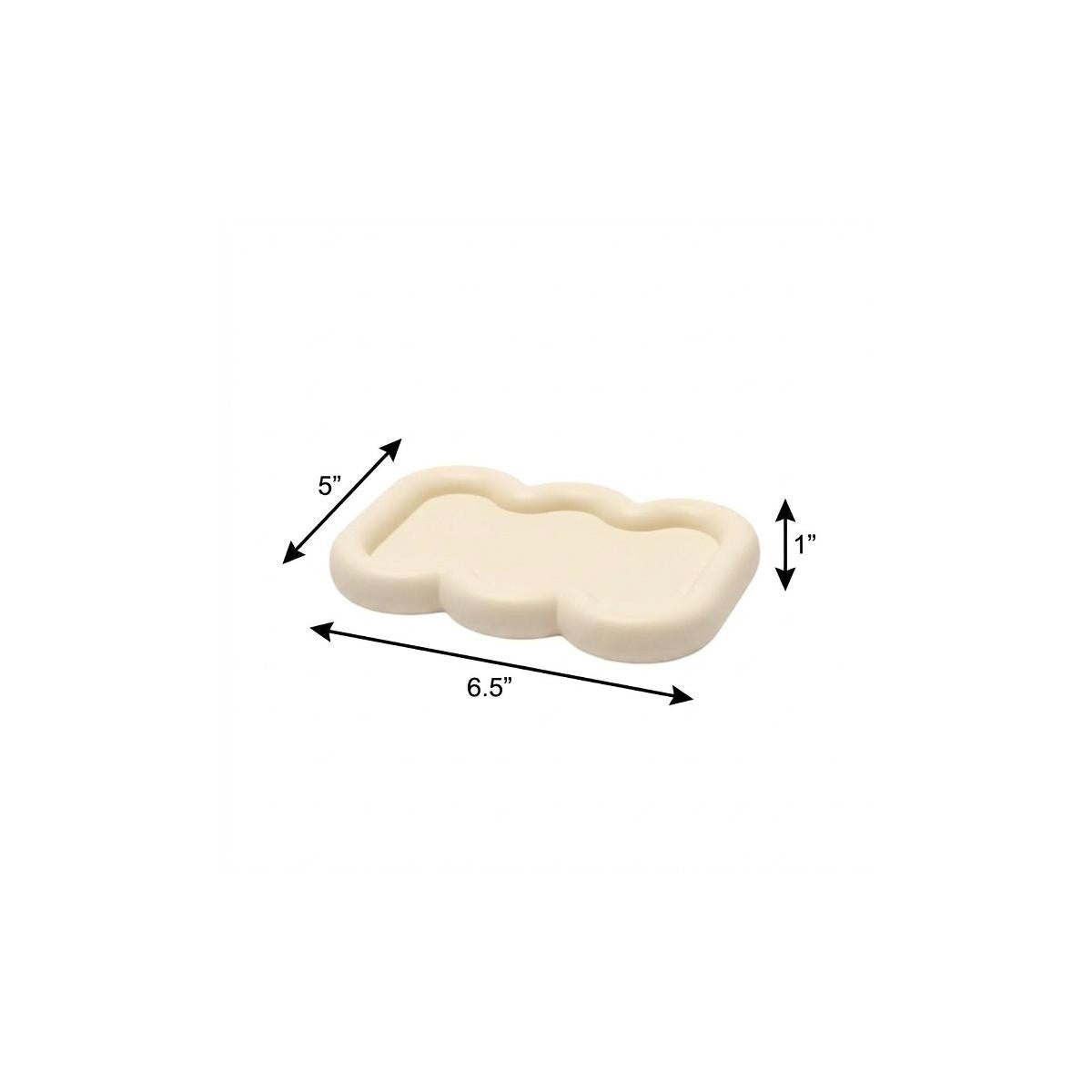 7" Light Yellow Resin Handmade Curvy Scalloped Trinket Tray