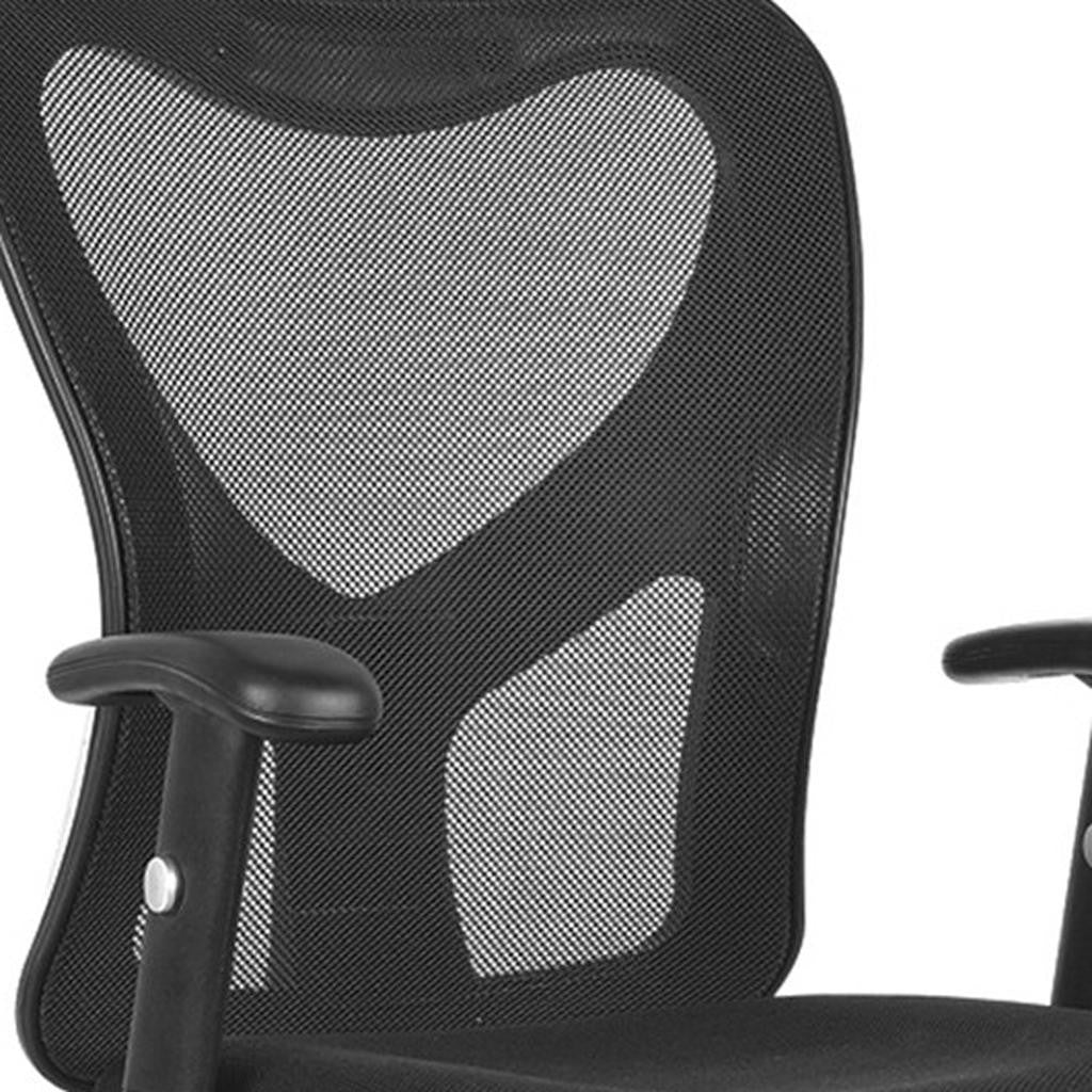 Black And Silver Adjustable Height Swivel Rolling Office Chair