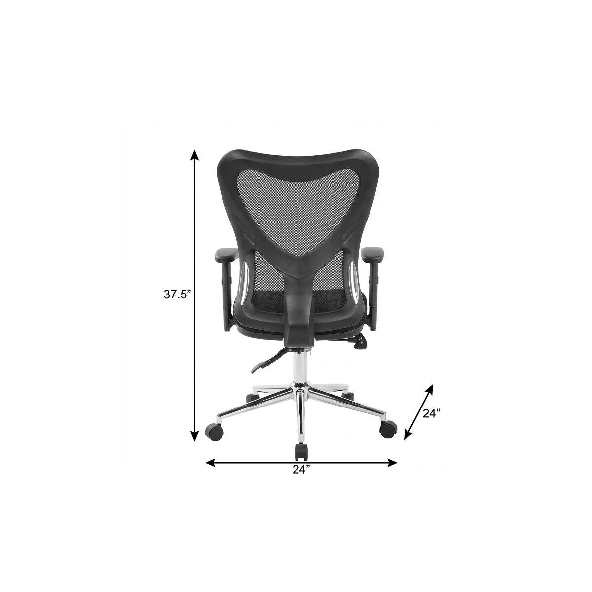 Black And Silver Adjustable Height Swivel Rolling Office Chair