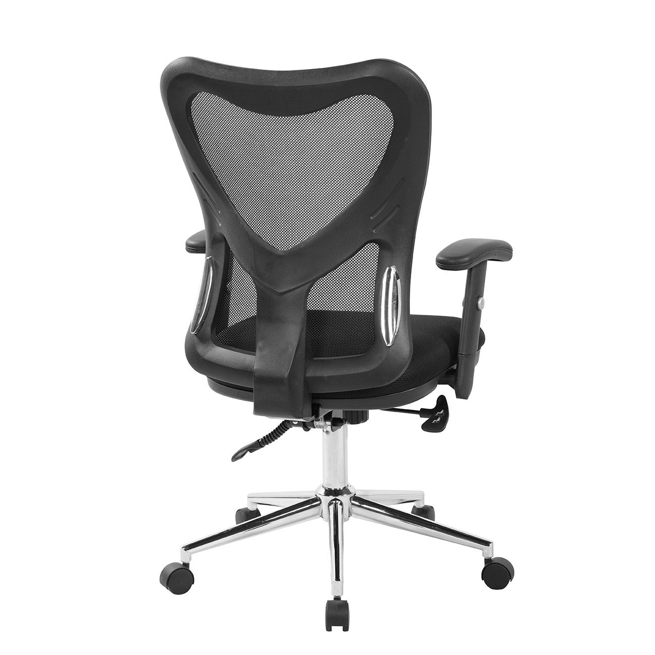 Black And Silver Adjustable Height Swivel Rolling Office Chair