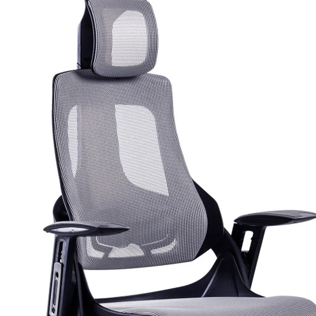 Gray And Black Adjustable Height Swivel Rolling Executive Office Chair