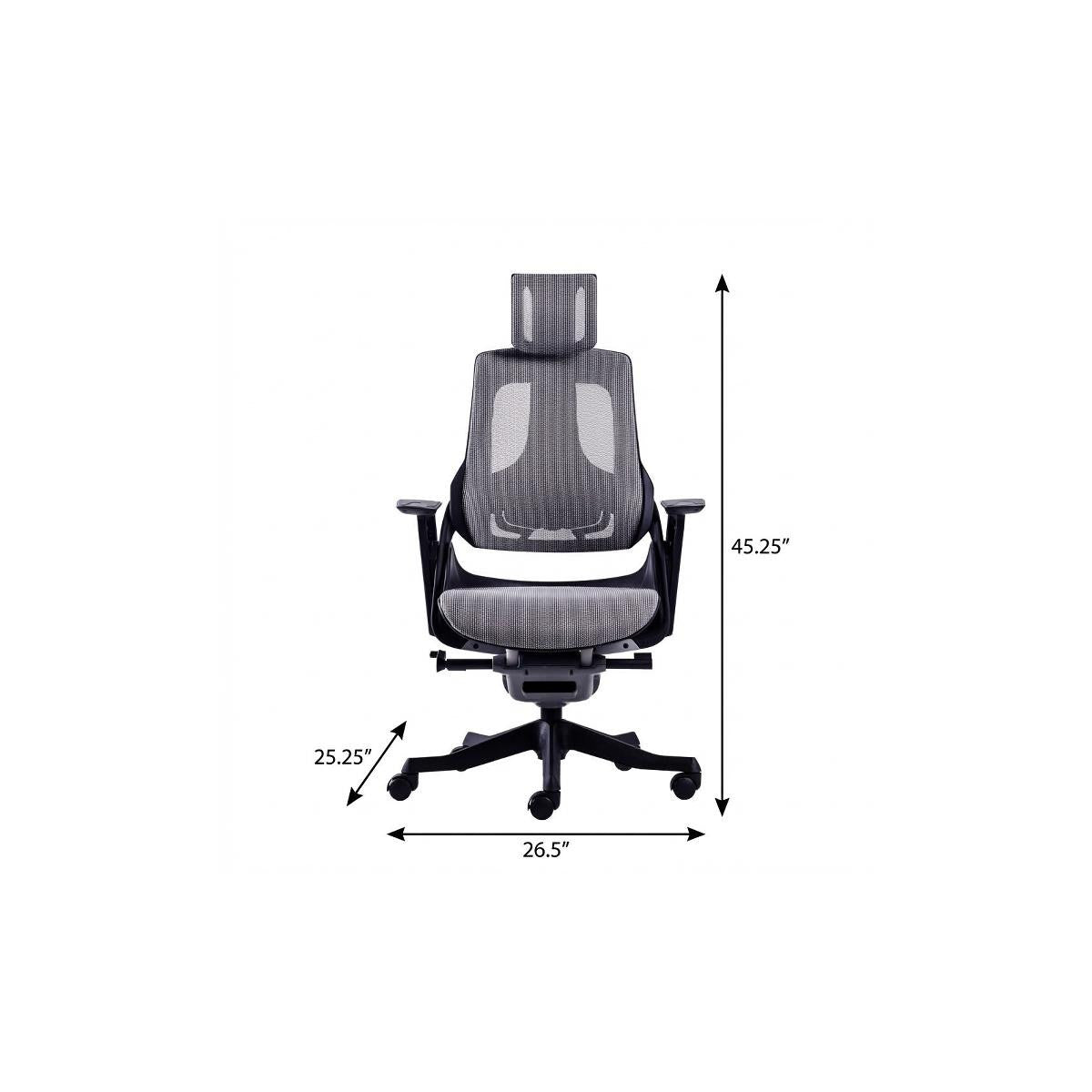 Gray And Black Adjustable Height Swivel Rolling Executive Office Chair