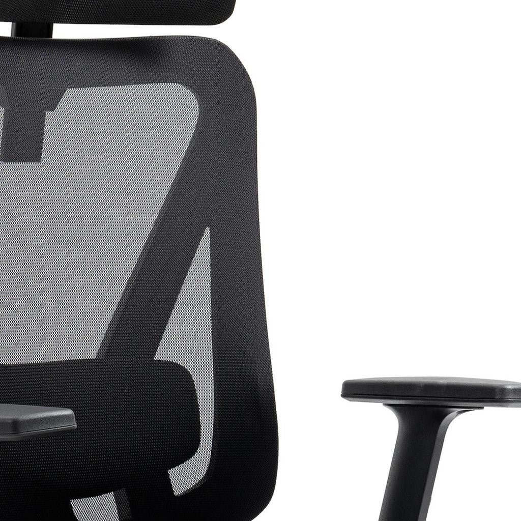 Black And Silver Adjustable Height Swivel Rolling Office Chair