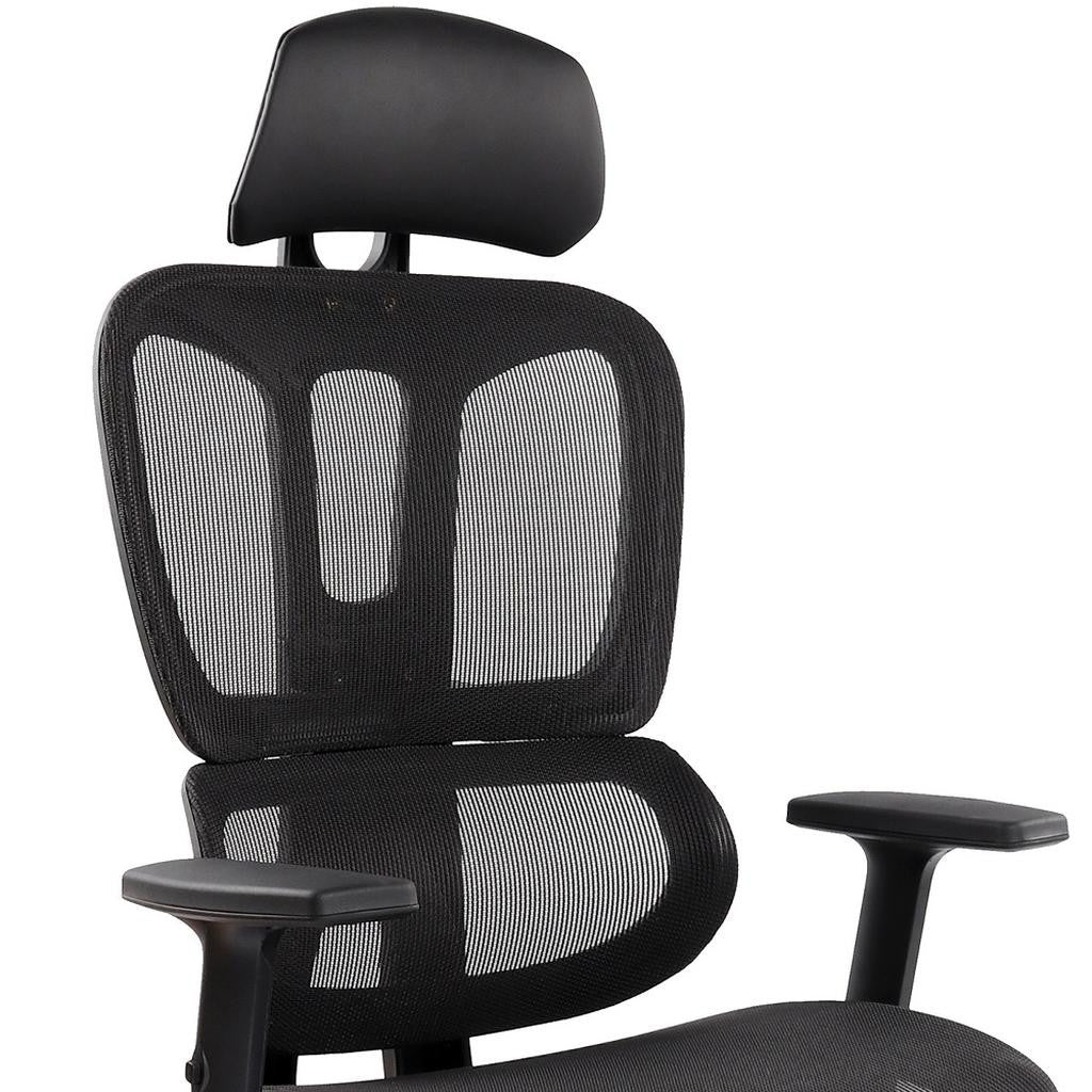 Black Adjustable Height Swivel Rolling Office Chair With Footrest