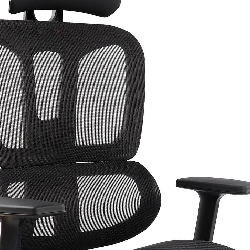 Black Adjustable Height Swivel Rolling Office Chair With Footrest