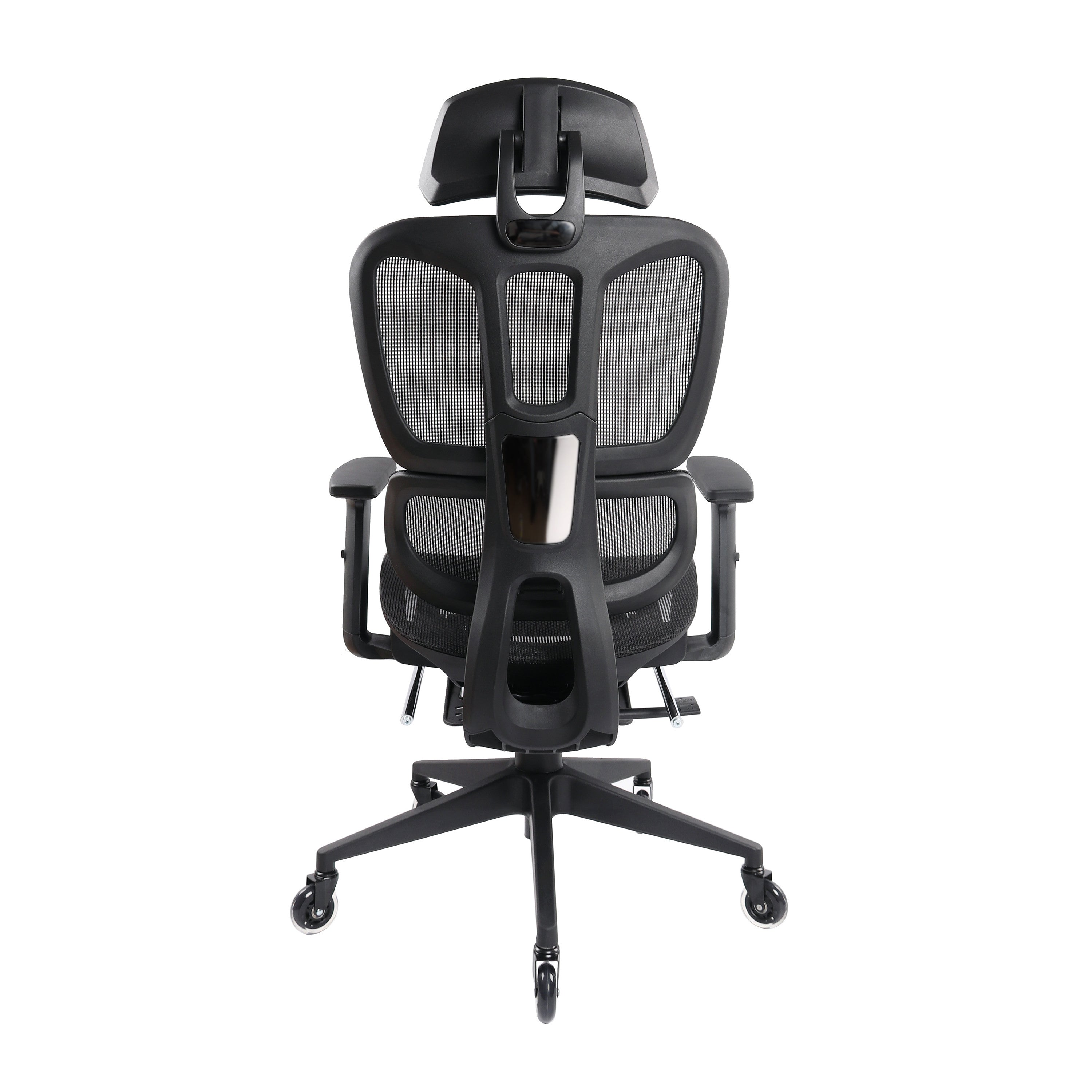 Black Adjustable Height Swivel Rolling Office Chair With Footrest