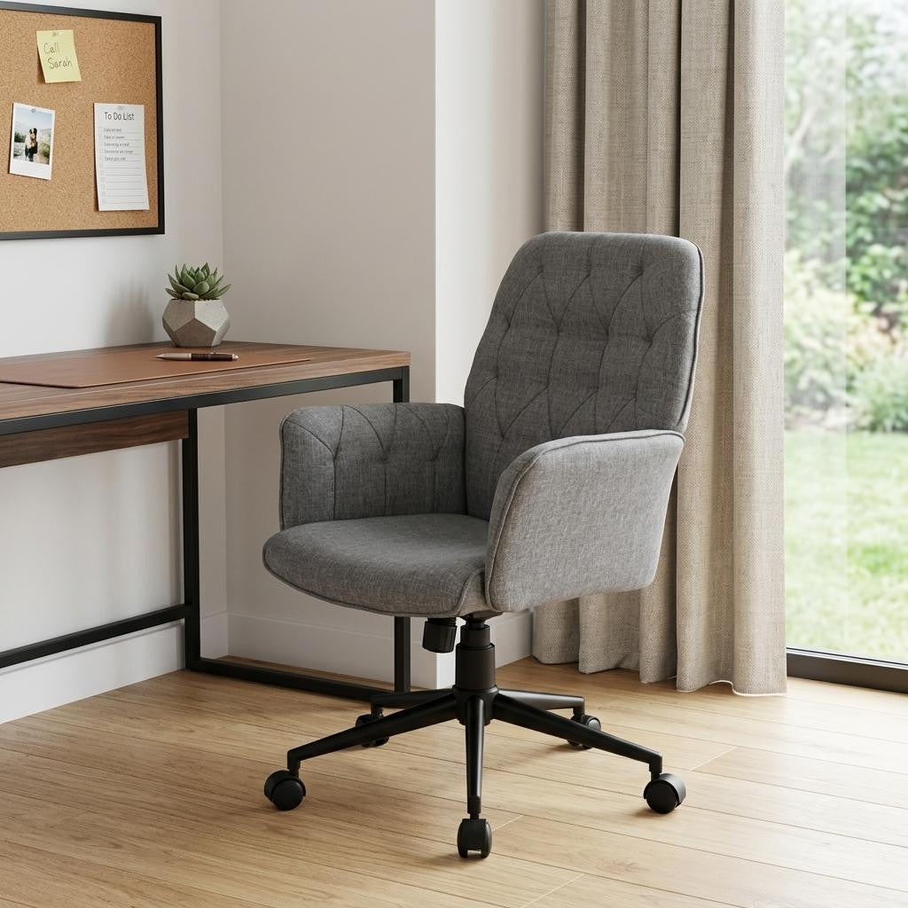 Gray Adjustable Height Swivel Rolling Office Chair