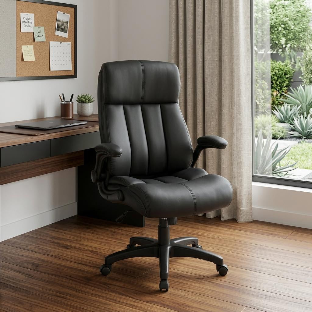 Black Adjustable Height Swivel Rolling Executive Office Chair