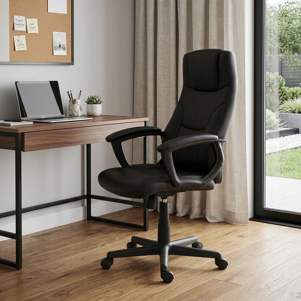 Black Adjustable Height Swivel Rolling Executive Office Chair
