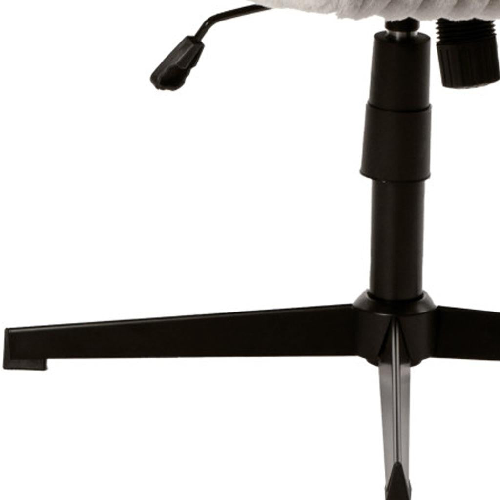Ivory And Black Adjustable Height Faux Fur Swivel Rolling Gaming Chair