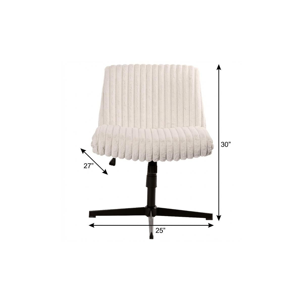 Ivory And Black Adjustable Height Faux Fur Swivel Rolling Gaming Chair