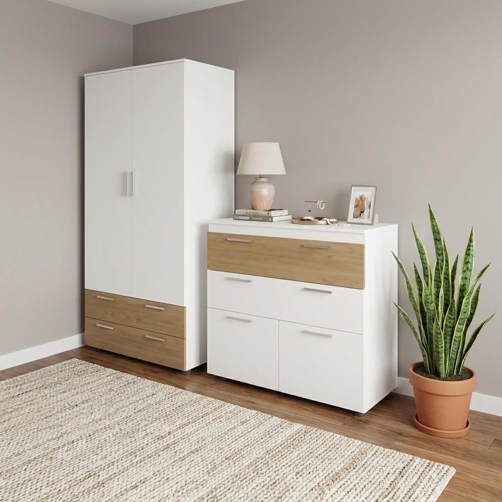Two Piece White Bedroom Set