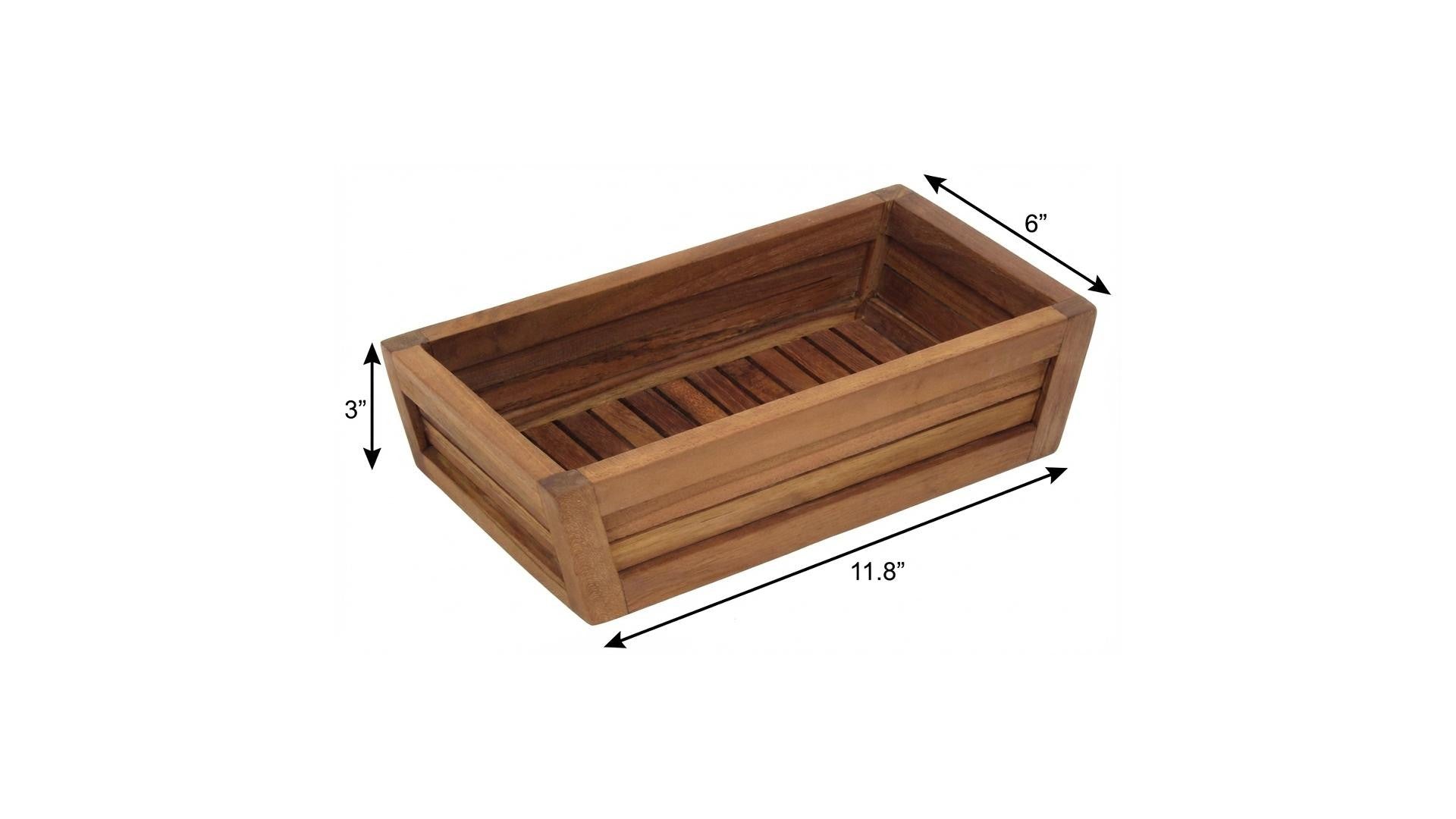12" Brown Solid Wood Organizing Box