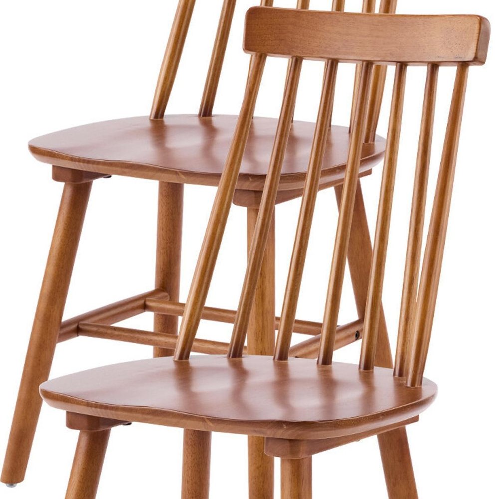 Set of Four Walnut Solid Wood Windsor Back Dining Side Chairs