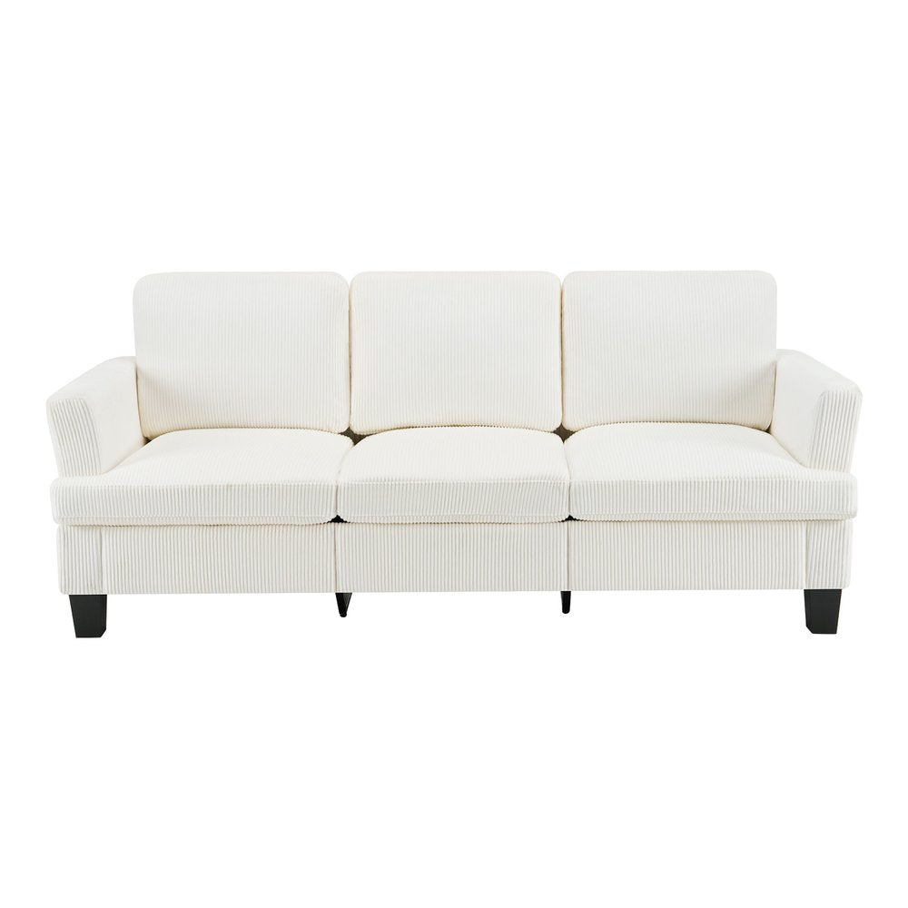 84" White Corduroy Sofa