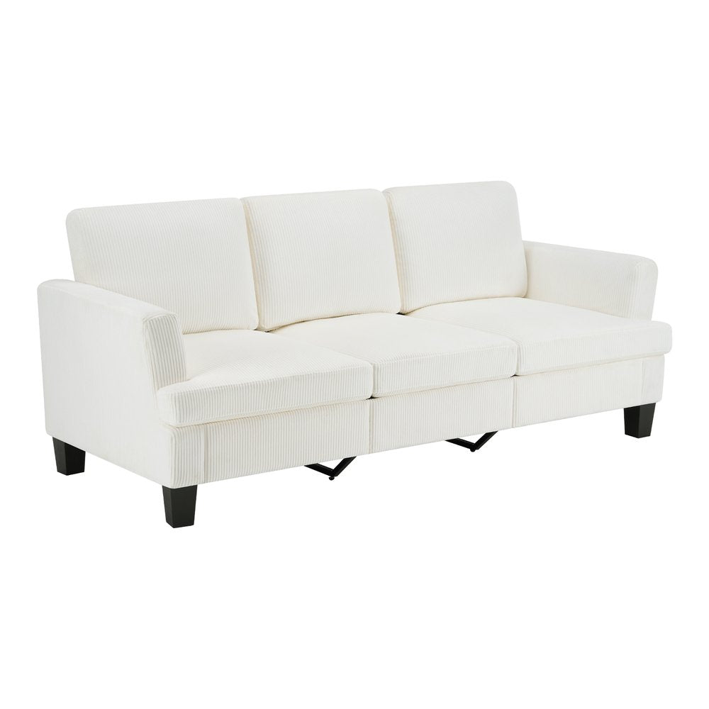 84" White Corduroy Sofa