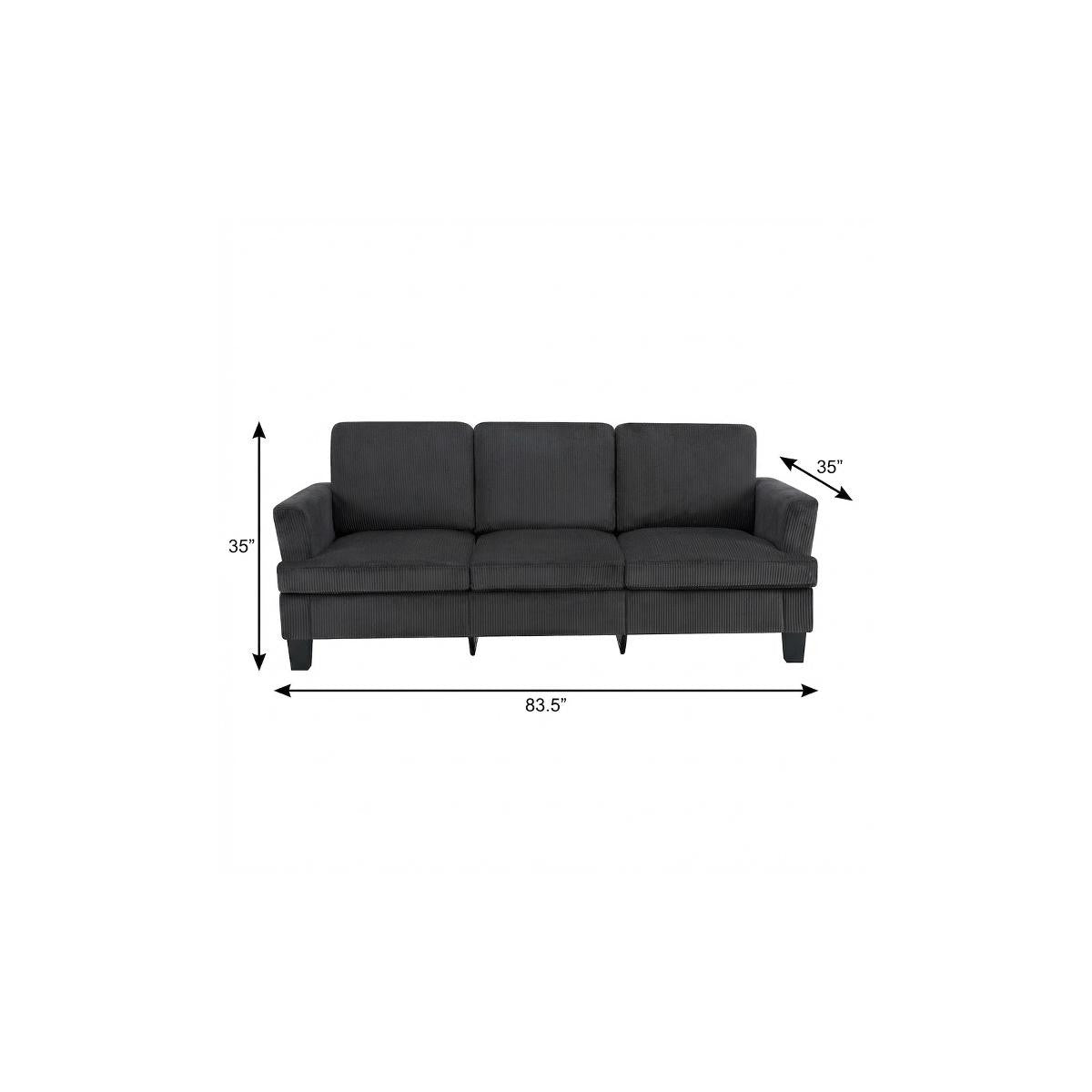 84" Dark Gray Corduroy Sofa