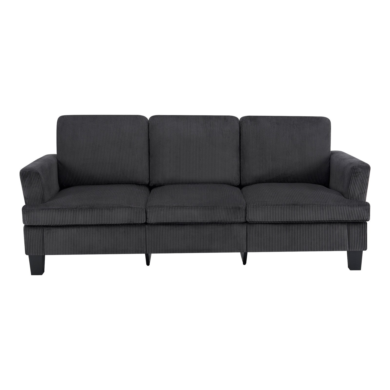 84" Dark Gray Corduroy Sofa