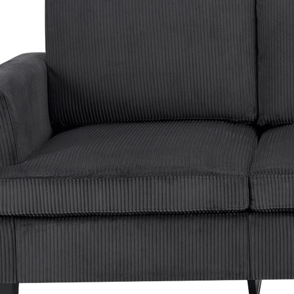 84" Dark Gray Corduroy Sofa