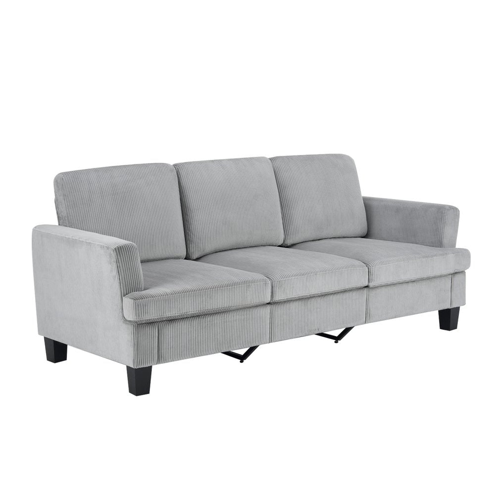 84" White Corduroy Sofa