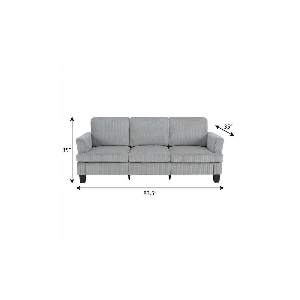 84" White Corduroy Sofa