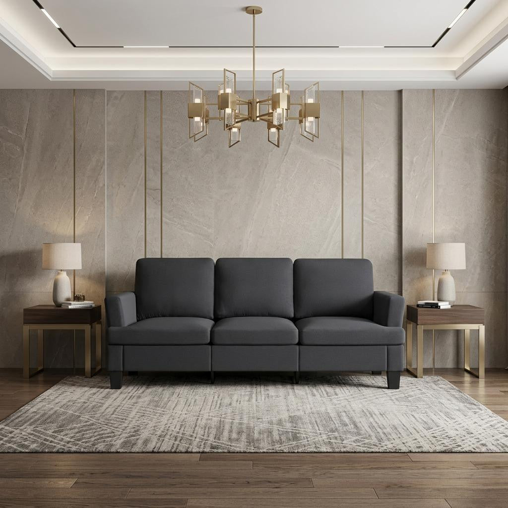 84" Dark Gray Linen Sofa