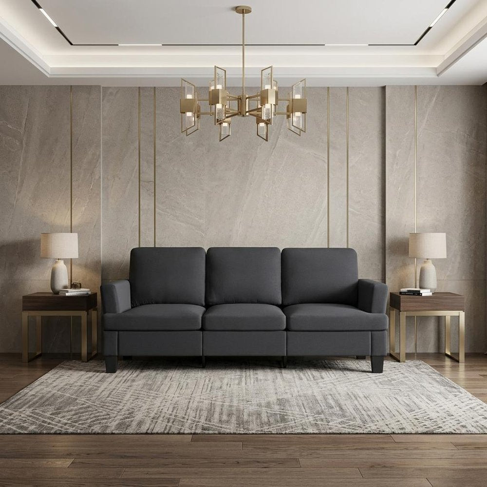 84" Dark Gray Linen Sofa