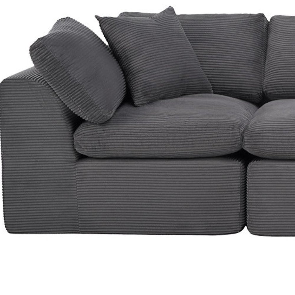 138" Beige Chenille Modular Sofa With Ottoman And Toss Pillows
