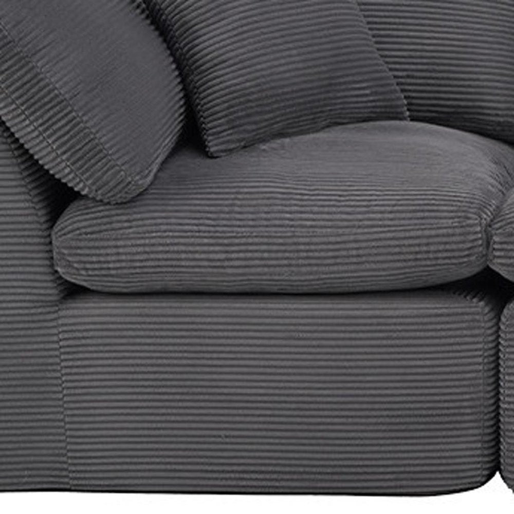 138" Beige Chenille Modular Sofa With Toss Pillows
