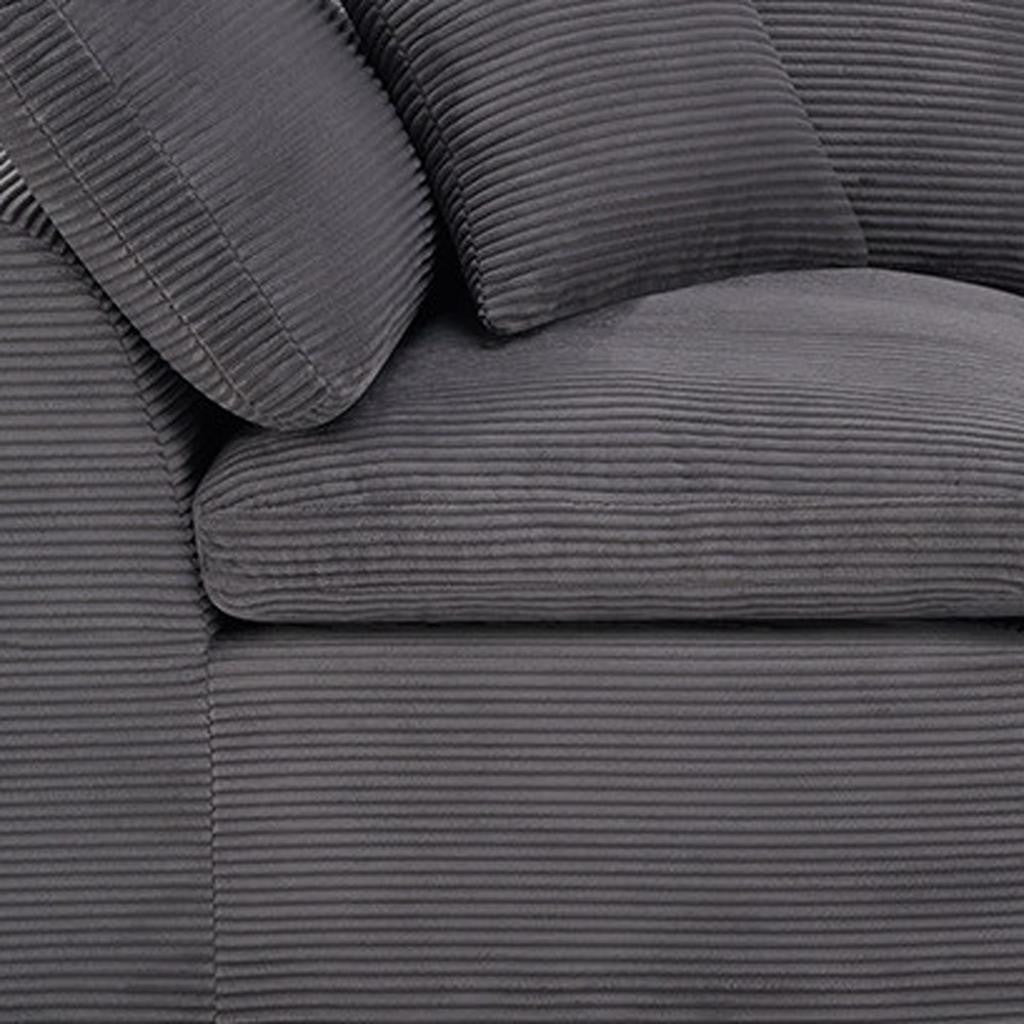 108" Dark Gray Corduroy Modular Sofa With Toss Pillows