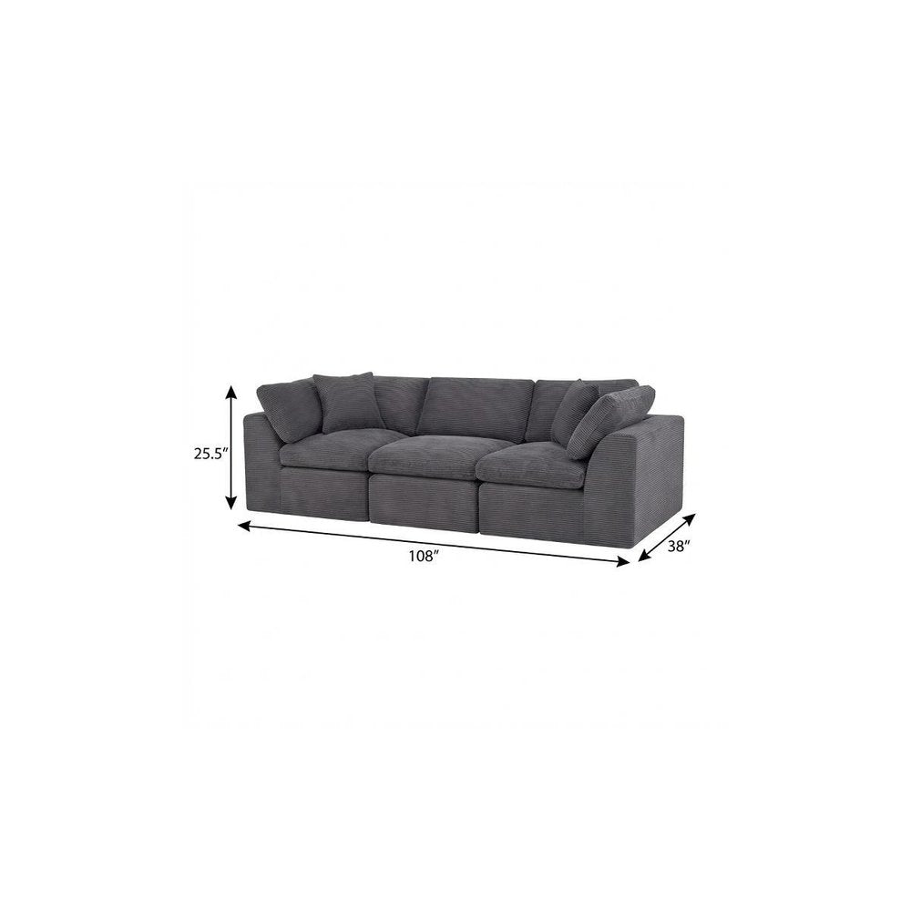 108" Beige Chenille Modular Sofa With Toss Pillows