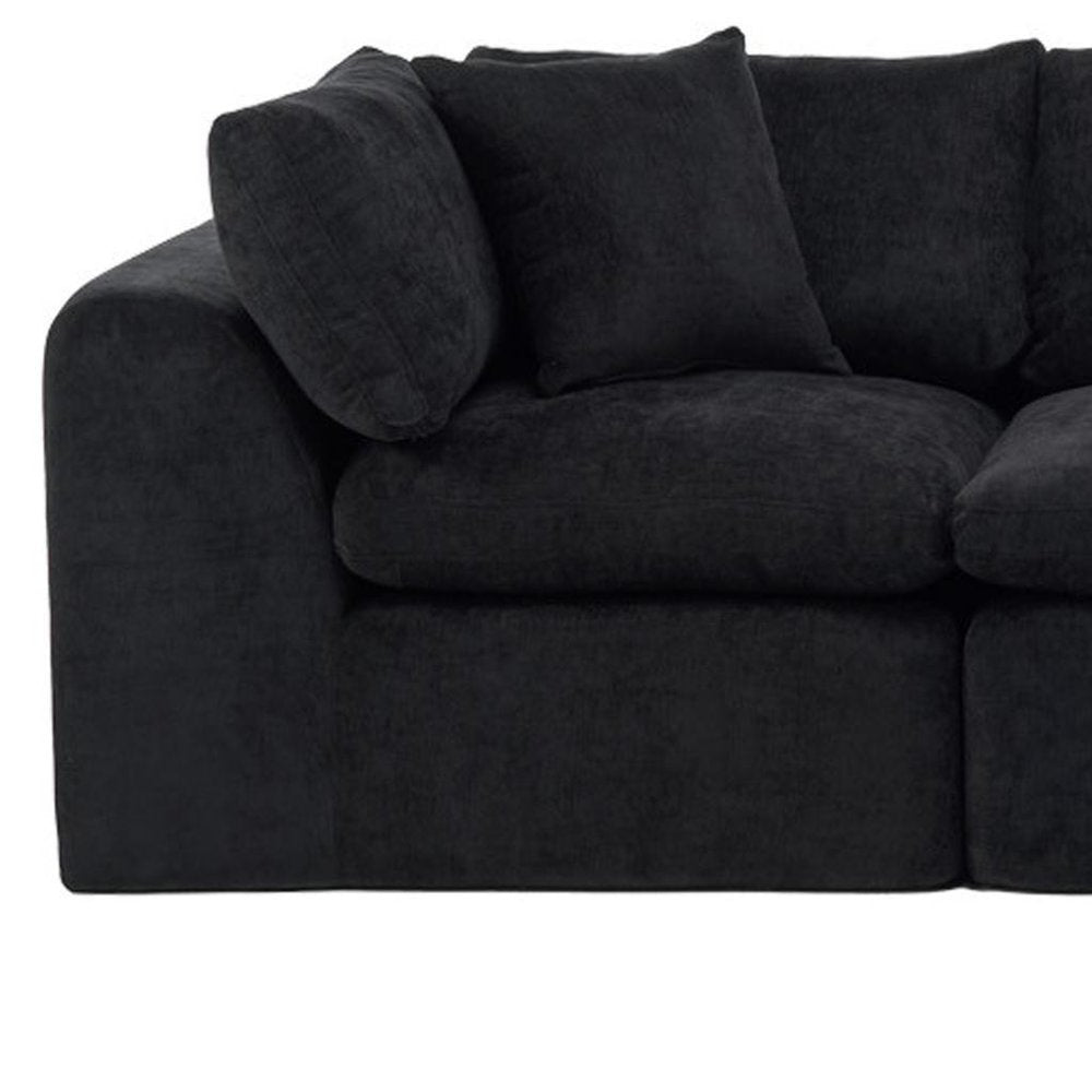 138" Beige Chenille Modular Sofa With Ottoman And Toss Pillows