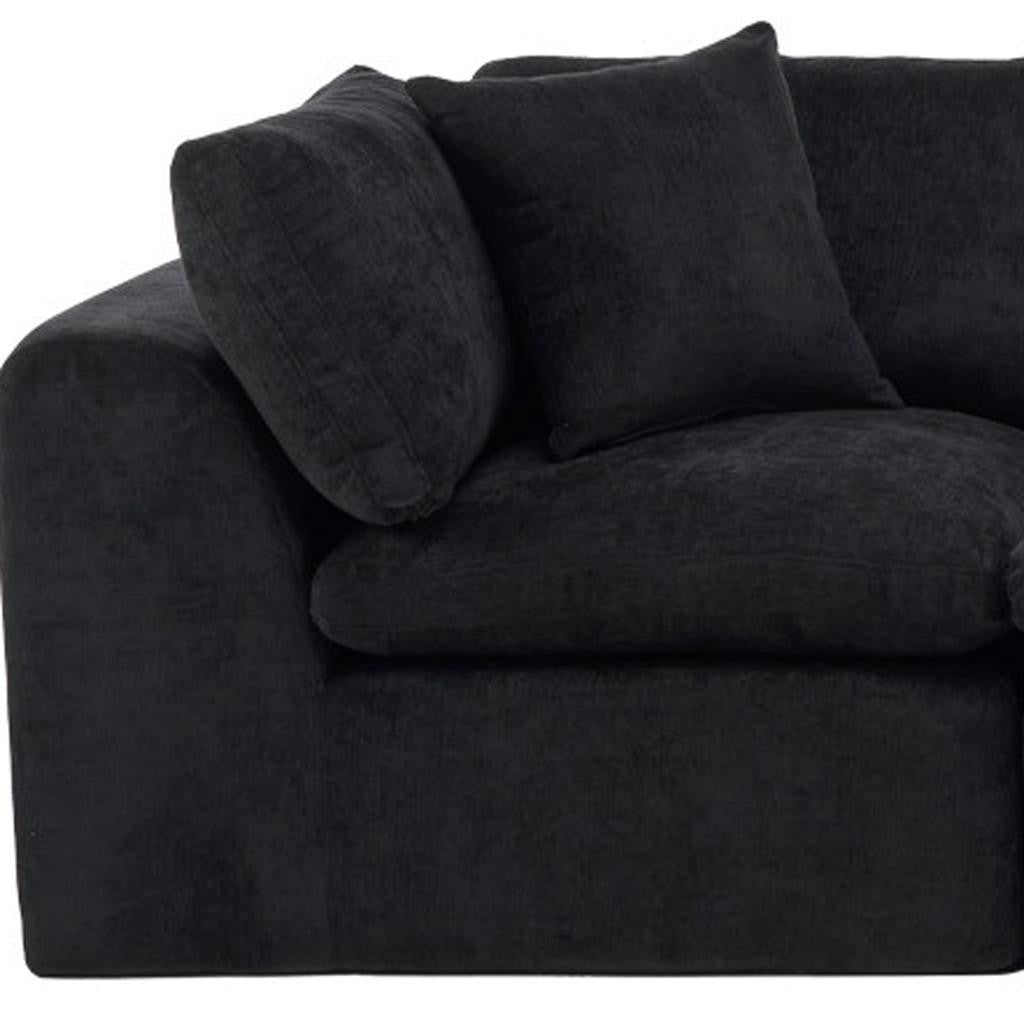 138" Black Chenille Modular Sofa With Toss Pillows