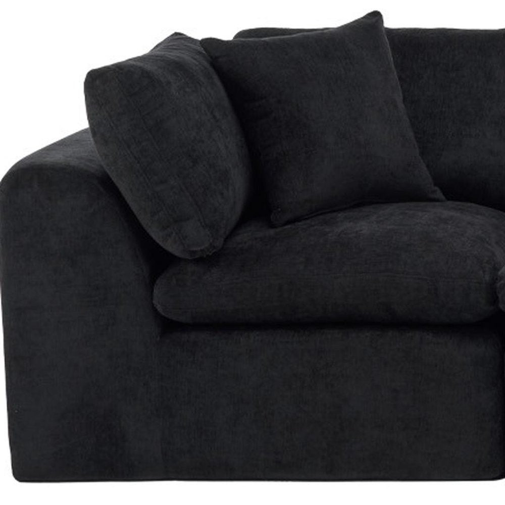 138" Beige Chenille Modular Sofa With Toss Pillows