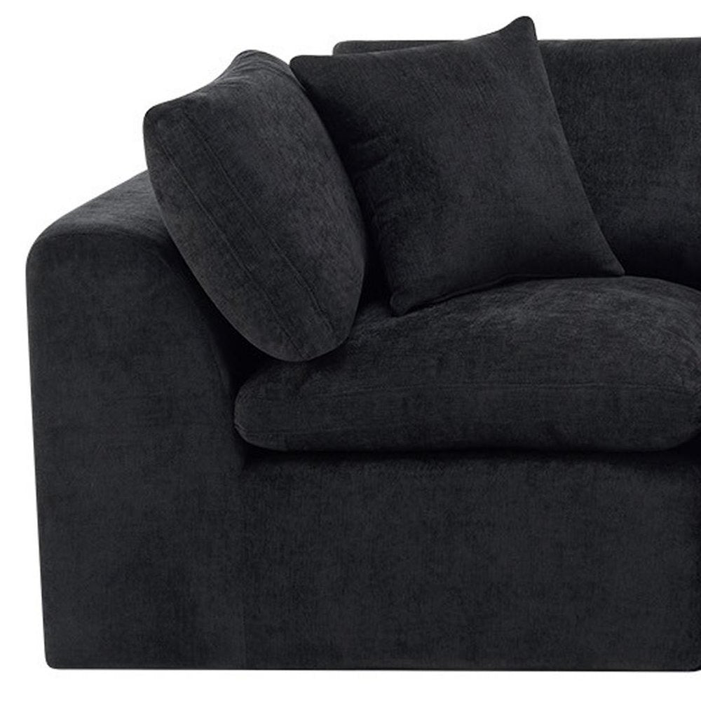 108" Beige Chenille Modular Sofa With Toss Pillows
