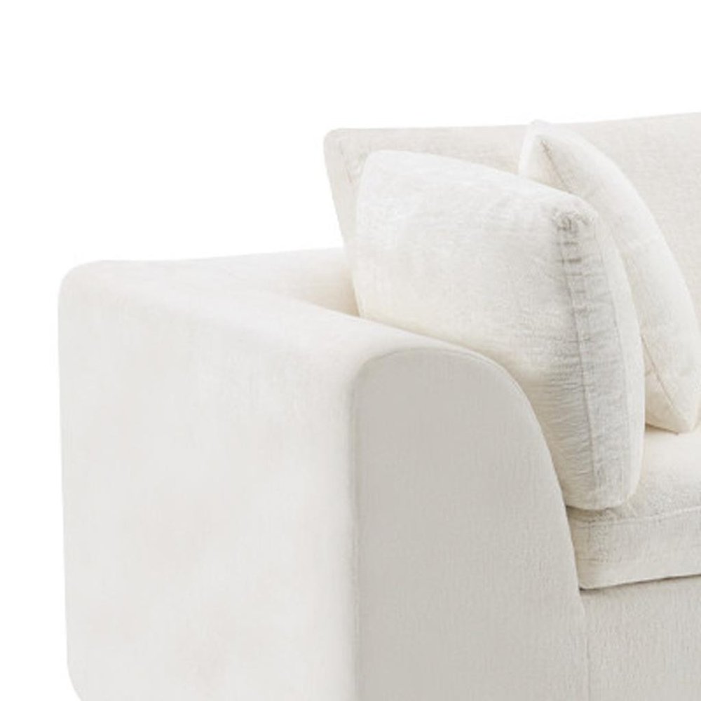 138" Beige Chenille Modular Sofa With Ottoman And Toss Pillows