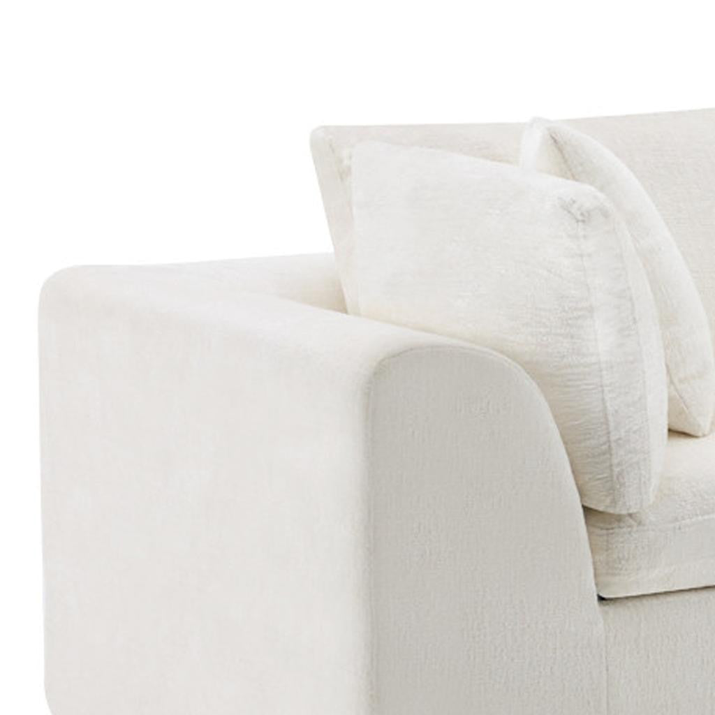 138" Beige Chenille Modular Sofa With Toss Pillows