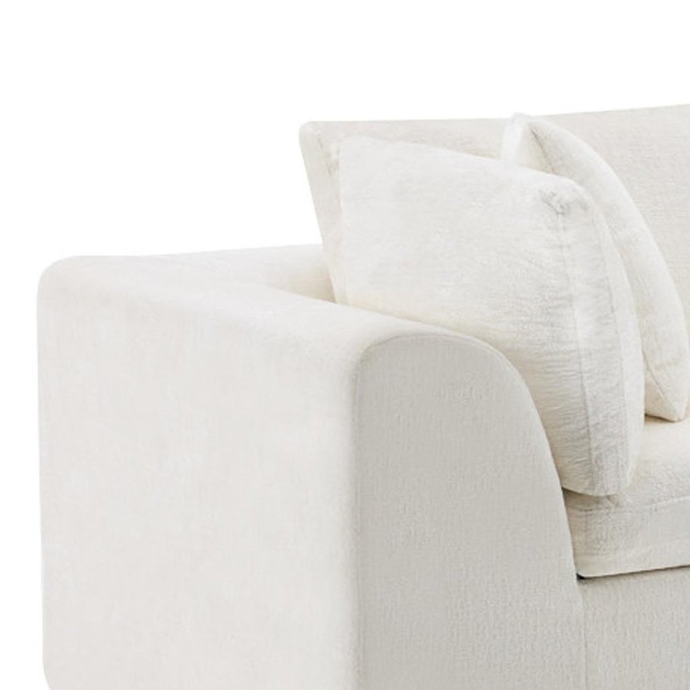 138" Beige Chenille Modular Sofa With Toss Pillows
