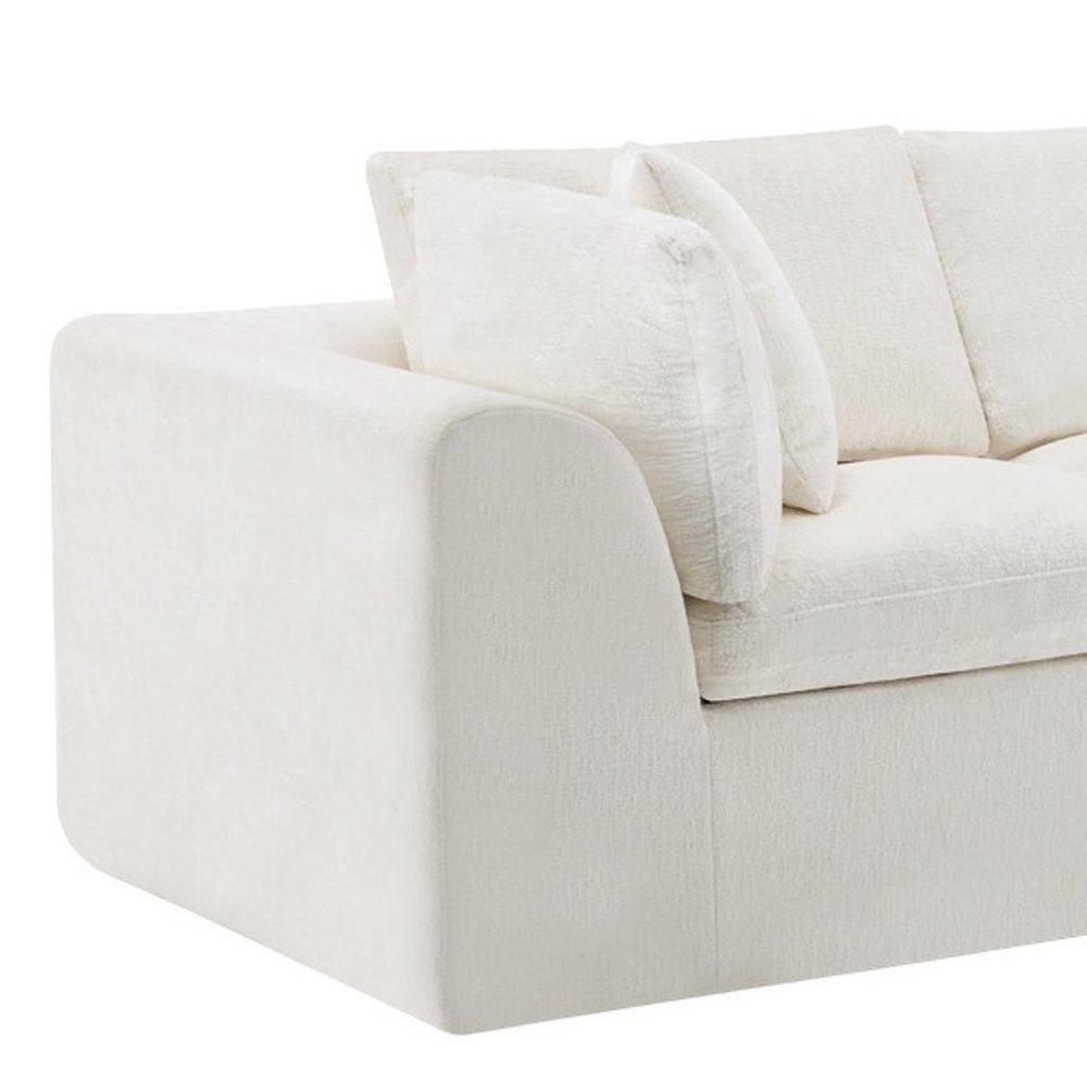 138" Beige Chenille Modular Sofa With Toss Pillows
