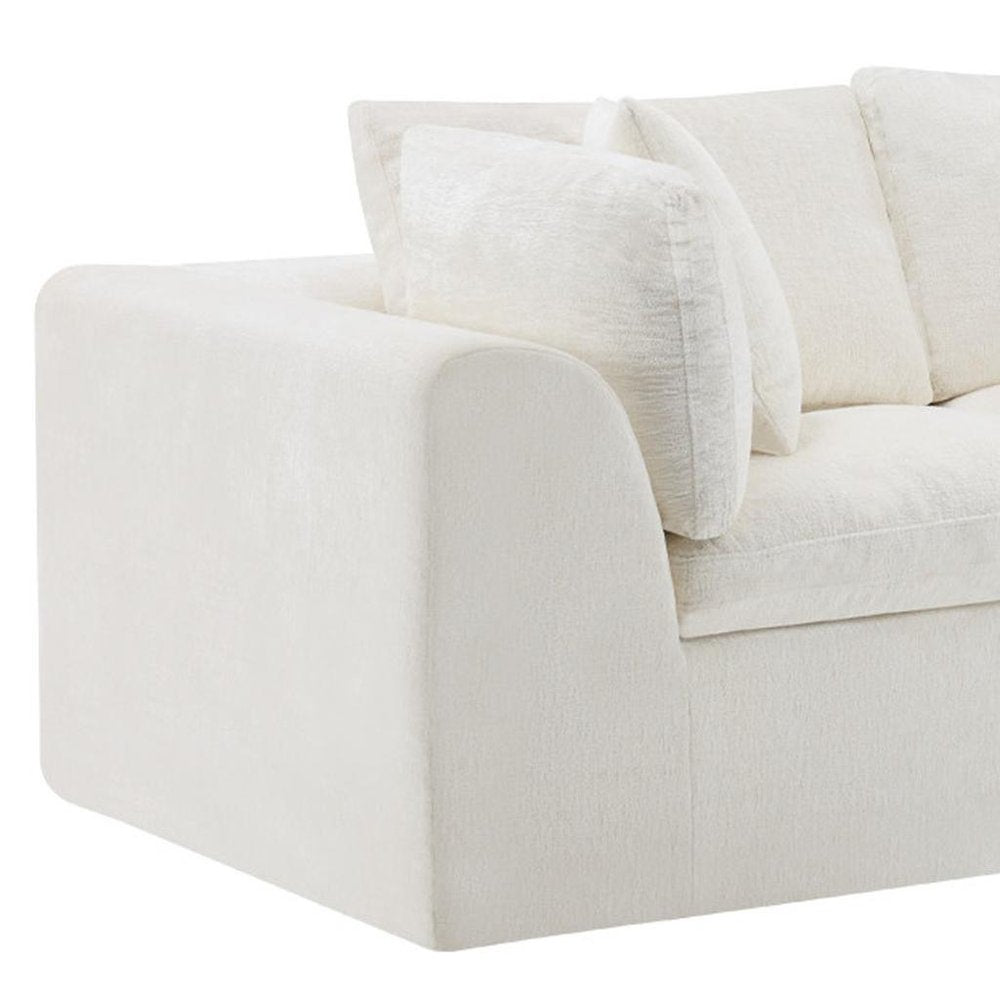 108" Dark Gray Corduroy Modular Sofa With Toss Pillows