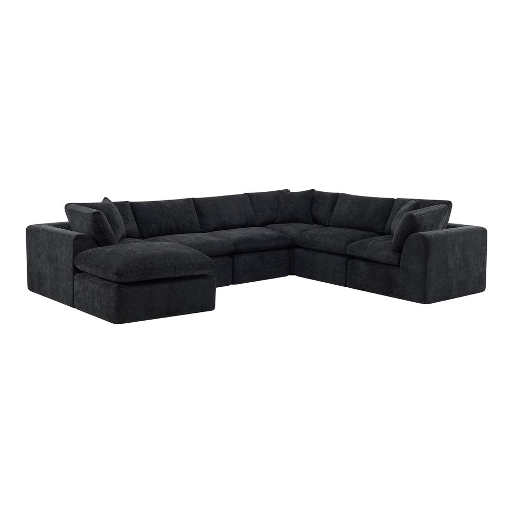 138" Beige Chenille Modular Sofa With Ottoman And Toss Pillows